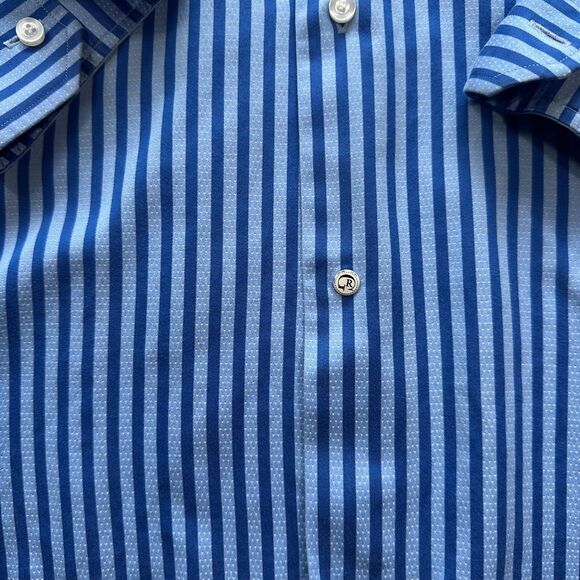 Robert Graham Long Sleeve Button Down Shirt Size 16.5 42 Blue Striped - Picture 8 of 14